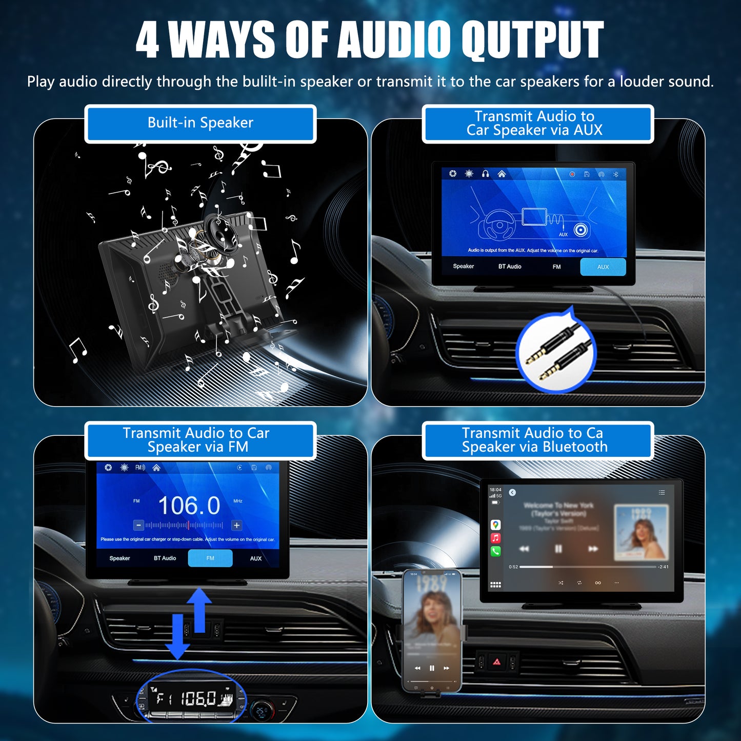 Wireless Apple CarPlay & Android Auto Portable Carplay Radio