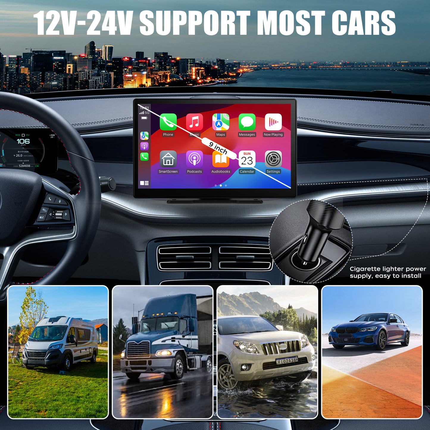 Wireless Apple CarPlay & Android Auto Portable Carplay Radio